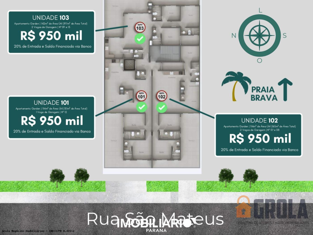 Apartamento para  Venda em Matinhos pela Grola Negócios Imobiliários