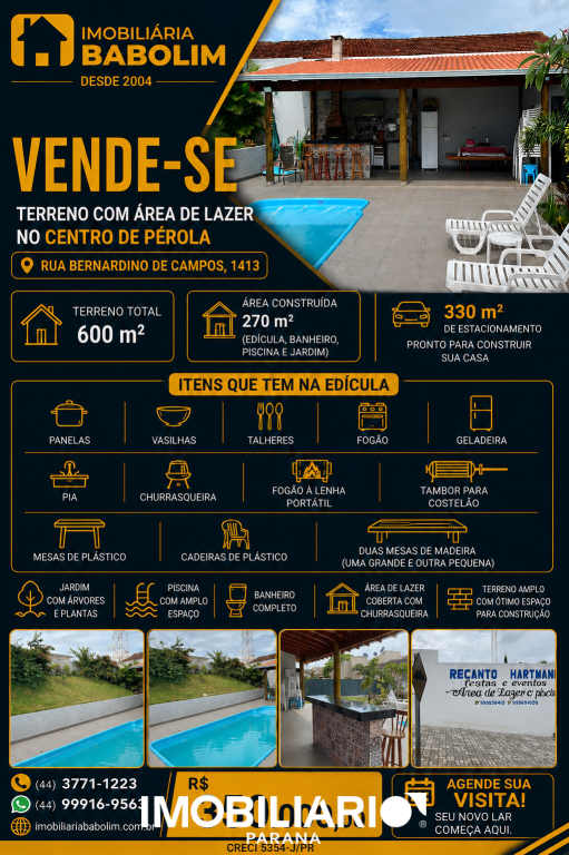 Venda Chácara - Pérola