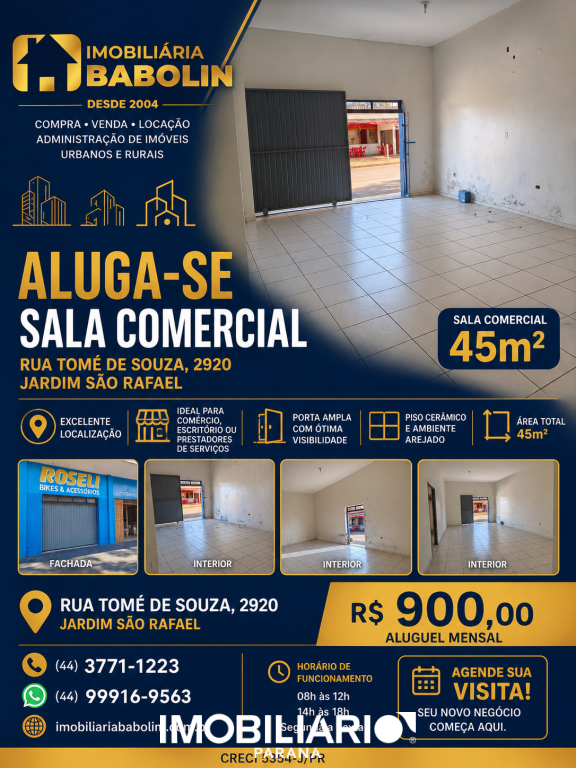 Alugar Sala Comercial - JARDIM SÃO RAFAEL