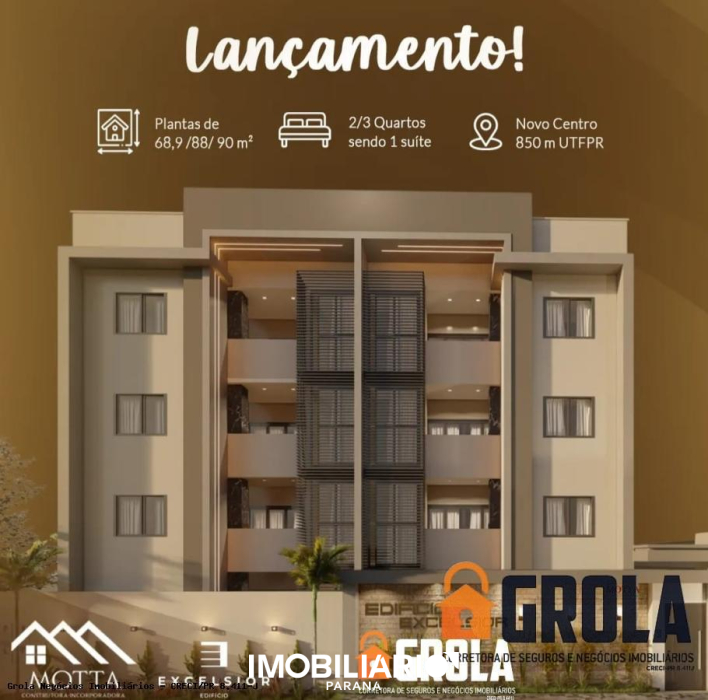 Apartamento para  venda em Jardim Novo Centro, Campo Mourão, 80,00m², com 2 quartos