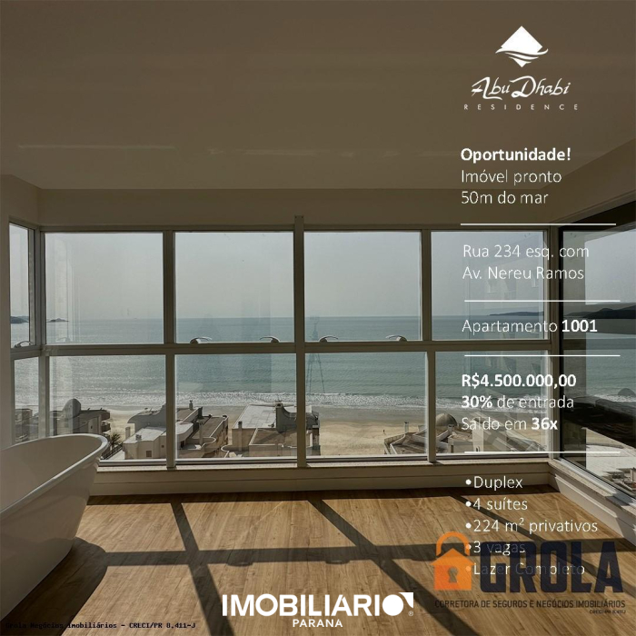 Apartamento para  venda em Meia Praia, Itapema, 224,00m², com 4 quartos