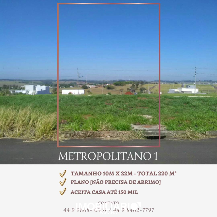 Terreno para  venda em Parque Residencial Metropolitano, Umuarama, 220,00m², com 45 quartos