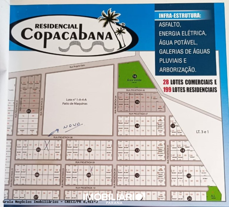 Terreno para  venda em Residencial Copacabana, Mamborê, 261,00m²