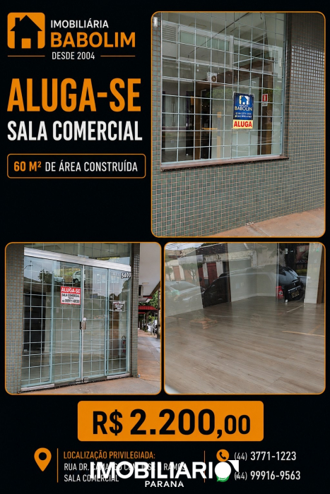 Sala Comercial para  alugar em Zona II, Umuarama, 60,00m²
