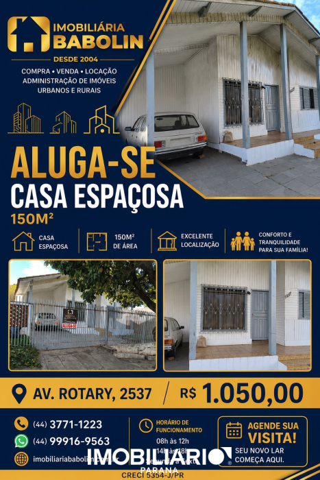 Residência para  alugar em Parque Presidente, Umuarama, 150,00m², com 3 quartos