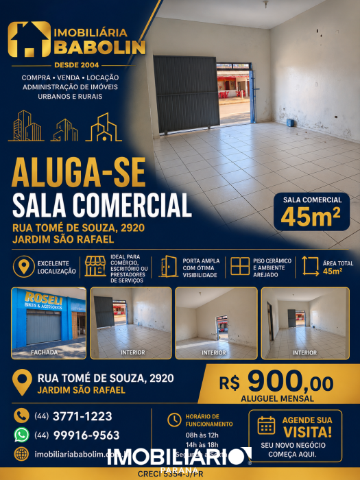 Sala Comercial para  alugar em JARDIM SÃO RAFAEL, Umuarama, 42,00m²