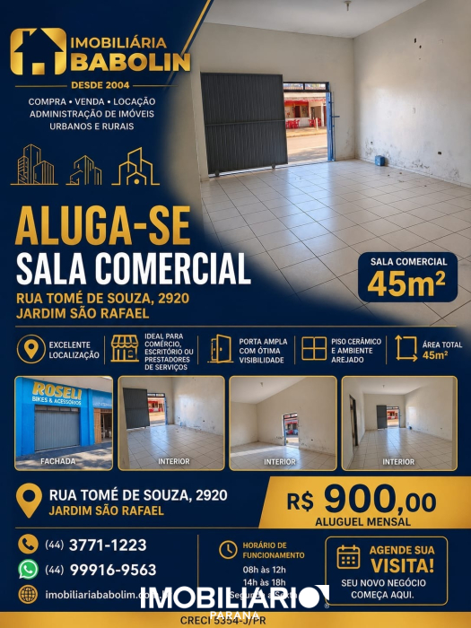Sala Comercial para  alugar em Zona VI, Umuarama, 45,00m²