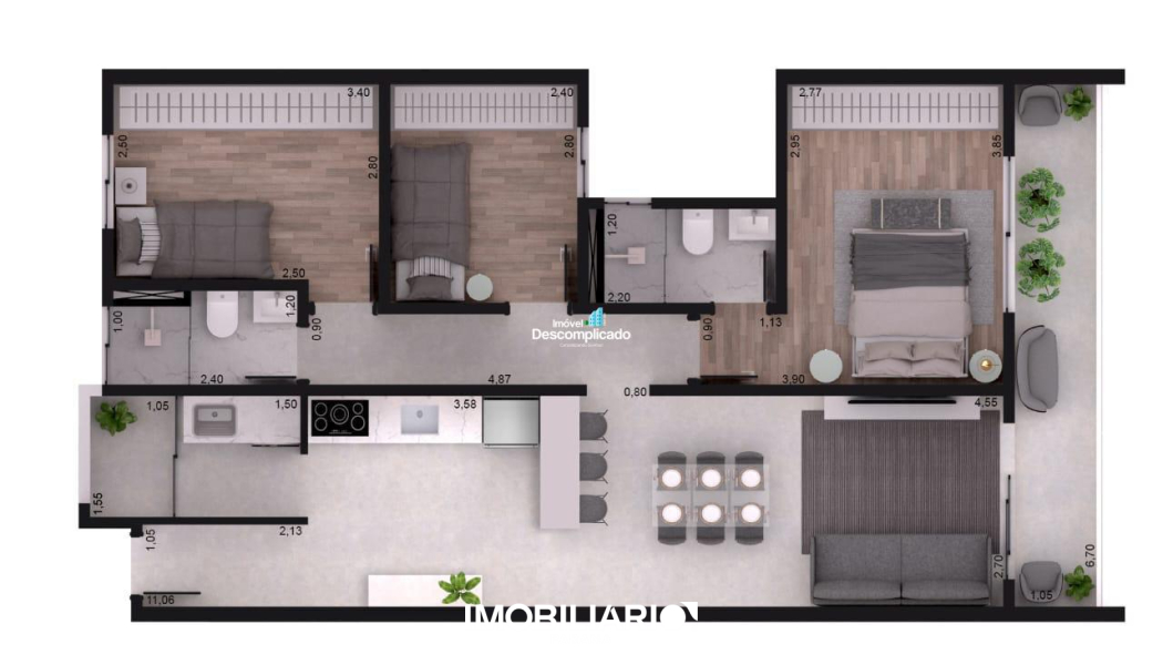 Apartamento para  venda em Zona III, Umuarama, 66,00m², com 1 quartos