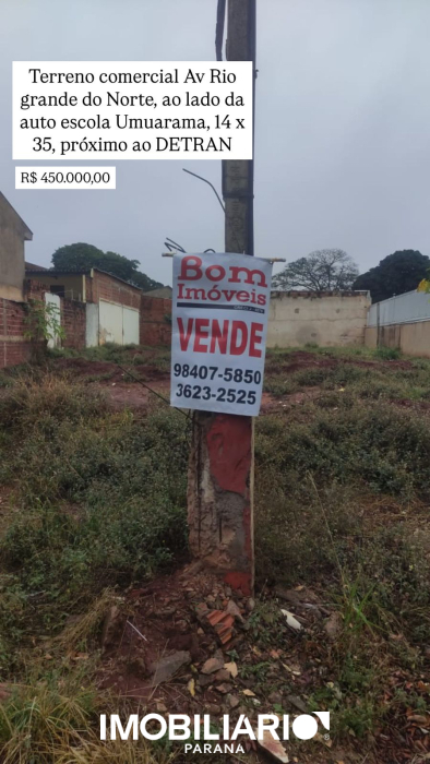 Terreno para  venda em Zona V, Umuarama, 490,00m²