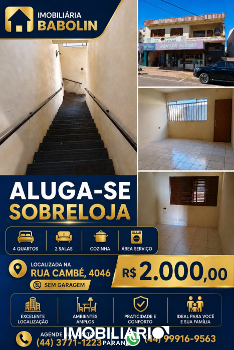 Sobreloja para  alugar em Centro , Umuarama, 150,00m², com 4 quartos