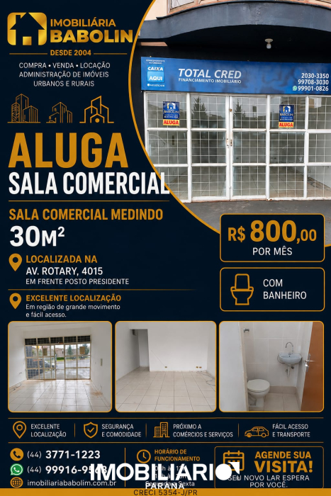 Sala Comercial para  alugar em Jardim dos Príncipes, Umuarama, 30,00m²