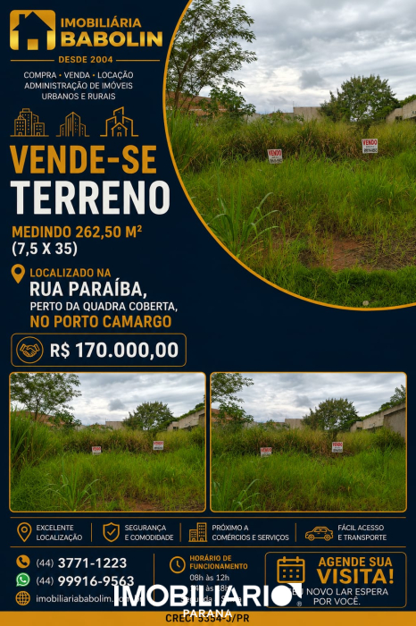 Terreno para  venda em Porto Camargo, Icaraíma, 262,50m²